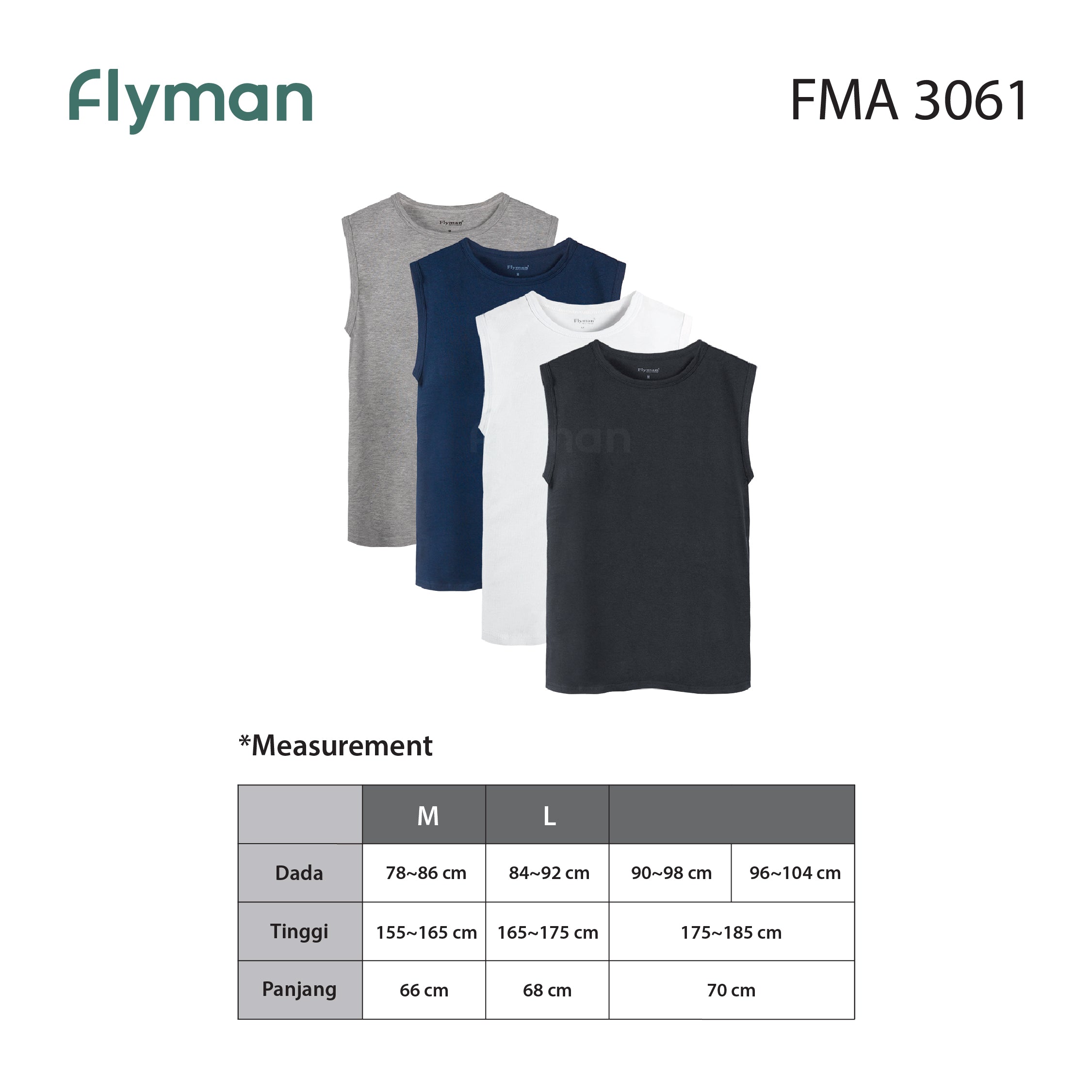 Flyman Kaos Dalam Pria Tank Top Basic 1 Pcs FMA 3061