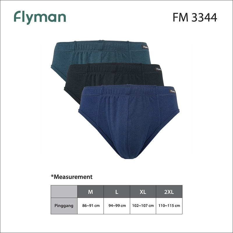 Flyman Celana Dalam Pria Brief Big Size Tencel 3 pcs FM 3344