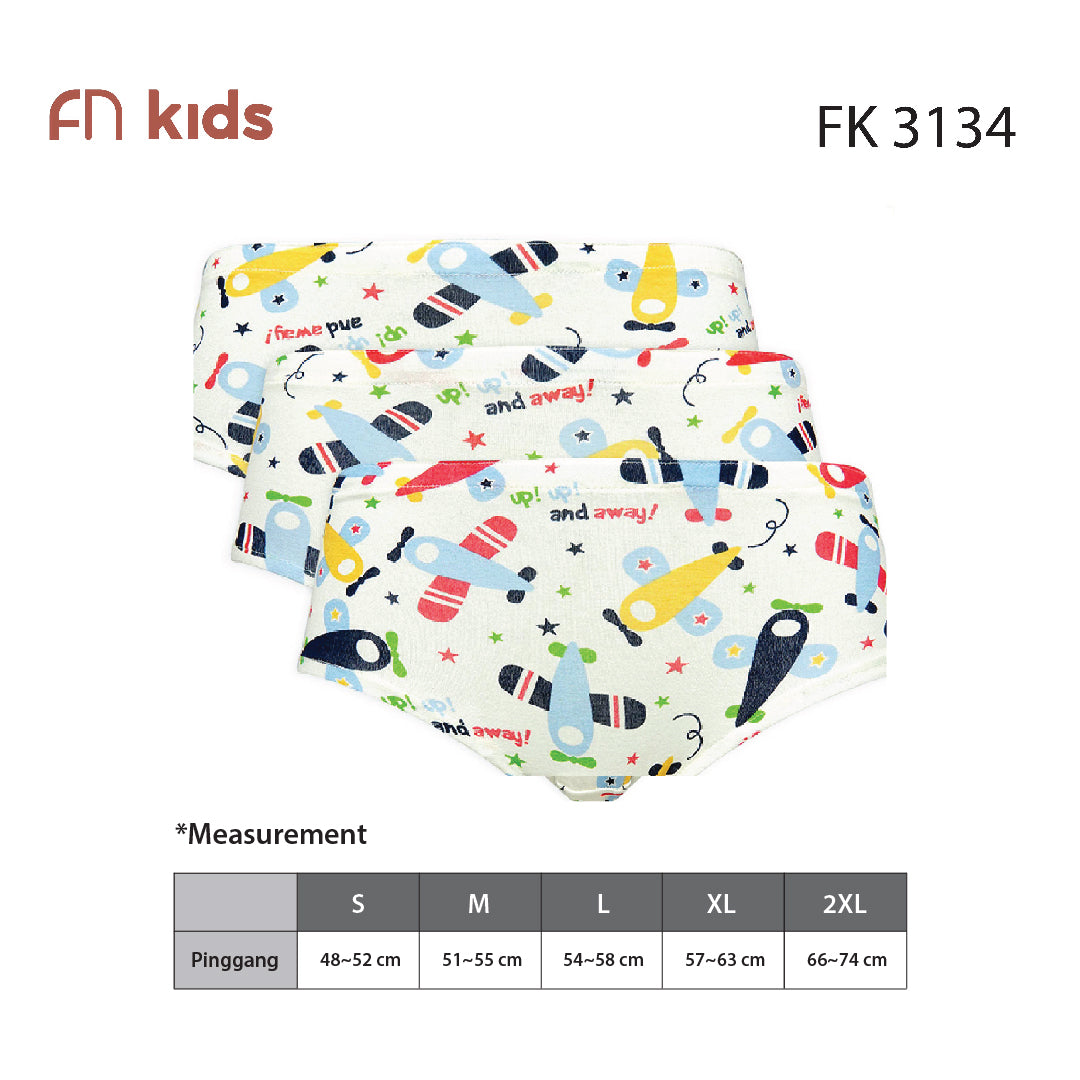 FN Kids Celana Dalam Brief Anak Laki-Laki Tencel 3 pcs FK 3134