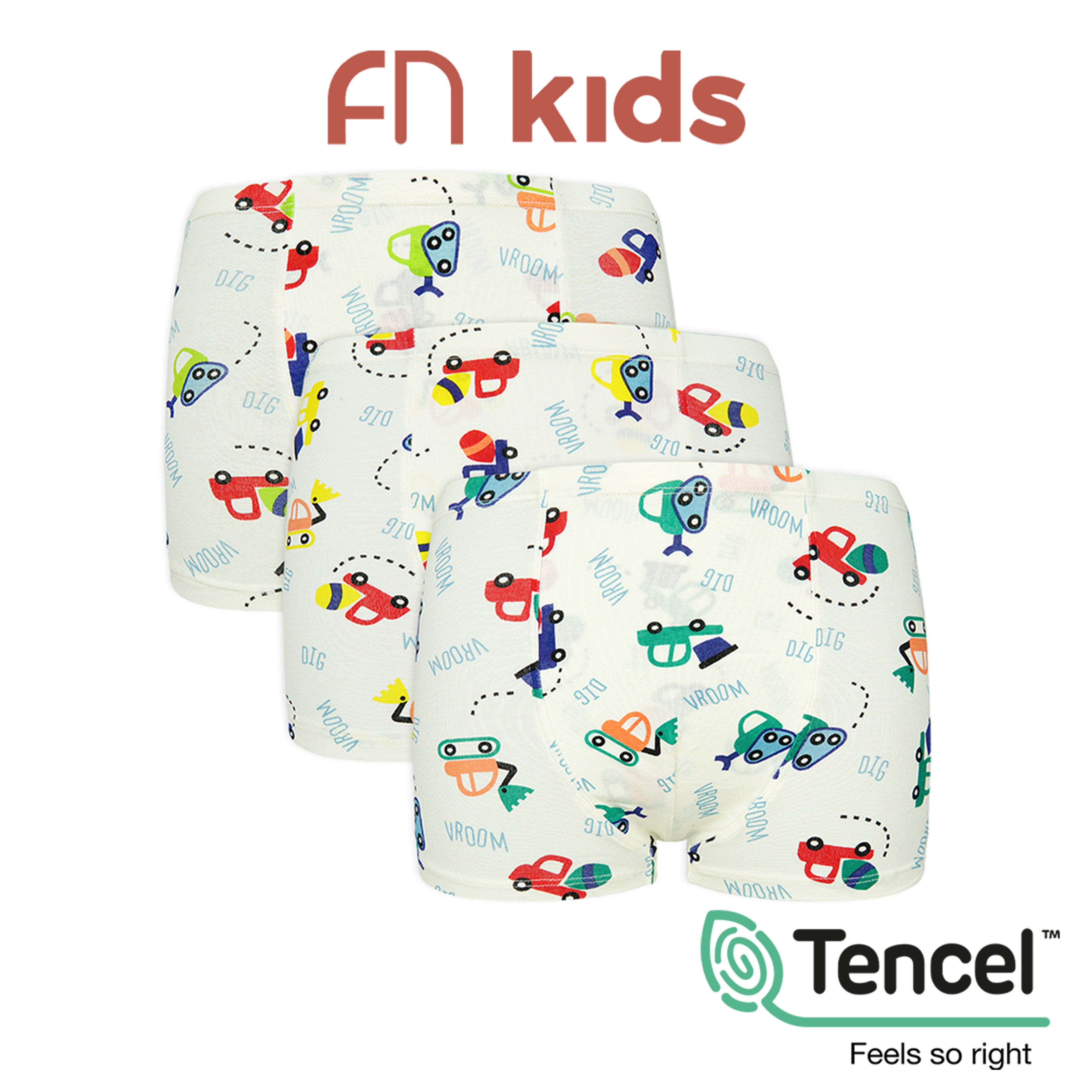 Celana Dalam Boxer Print Traktor Anak Laki Laki 3 Pcs FK 3161