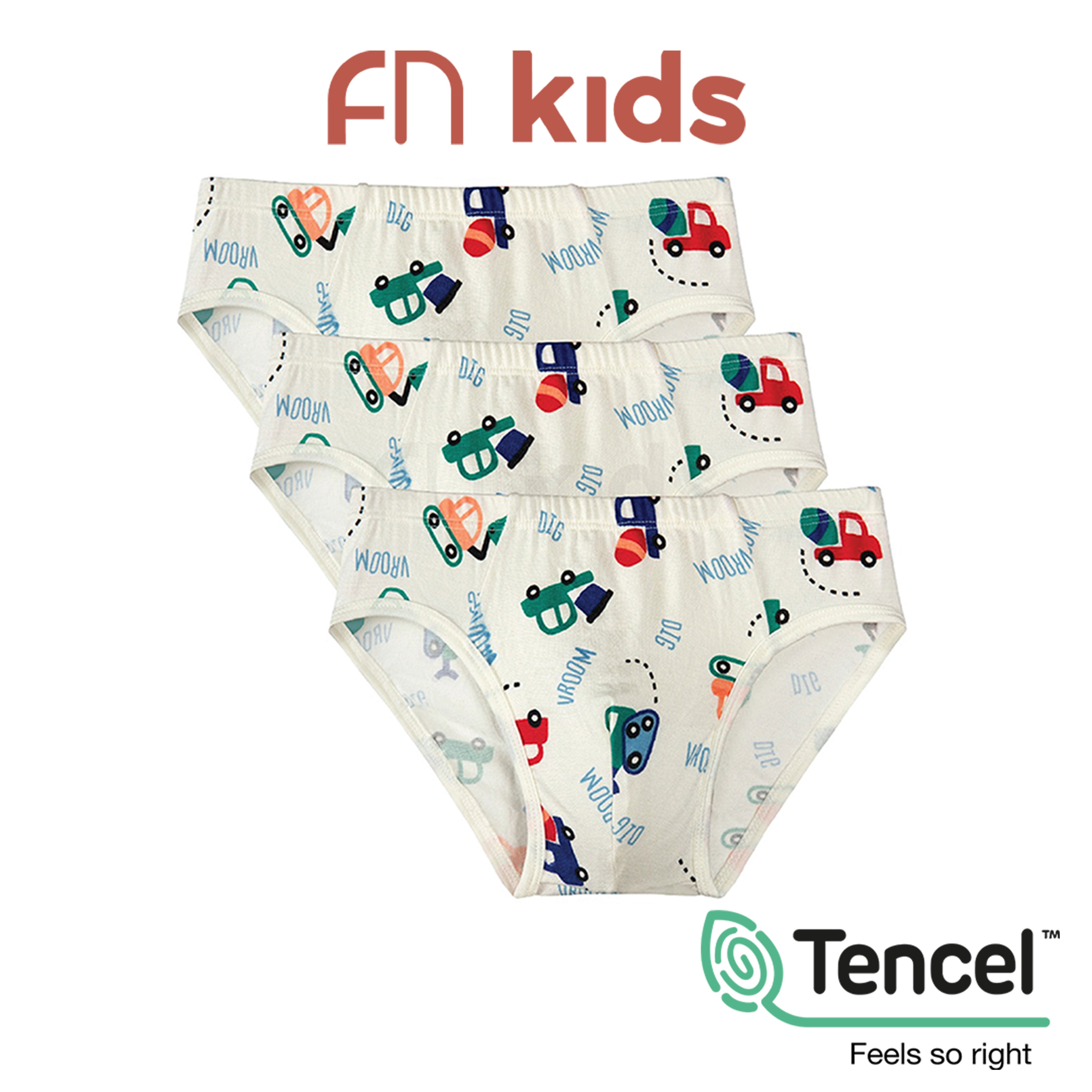 FN Kids Celana Dalam Brief Anak Laki-Laki Tencel 3 pcs FKC 3389