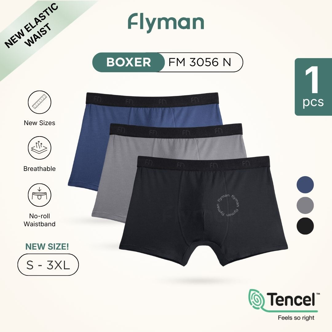Flyman Celana Dalam Boxer Pria Tencel 1 pcs New FM 3056