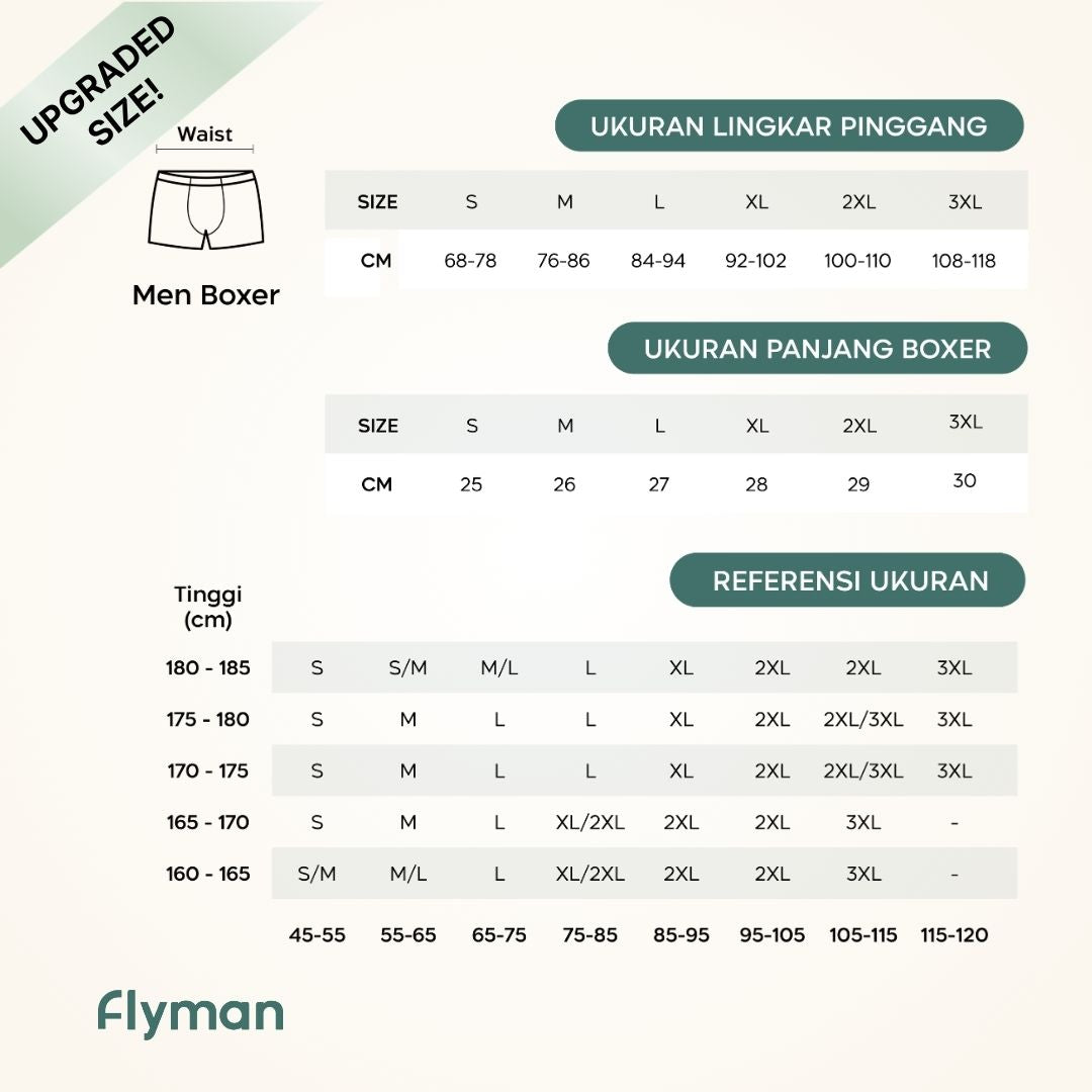 Flyman Celana Dalam Boxer Pria Tencel 1 pcs New FM 3056
