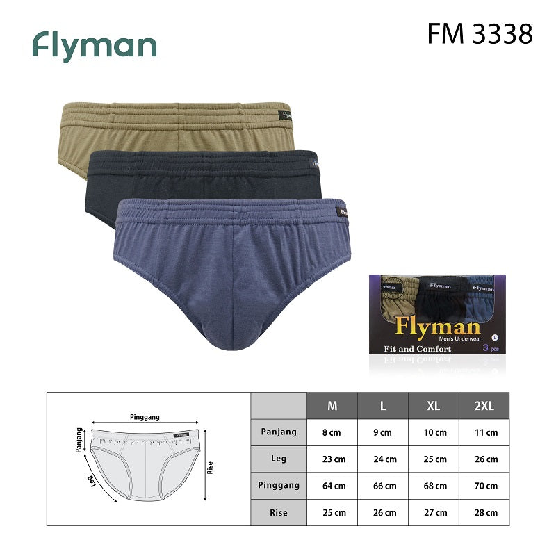Celana Dalam Katun Klasik Pria 3 Pcs FM 3338