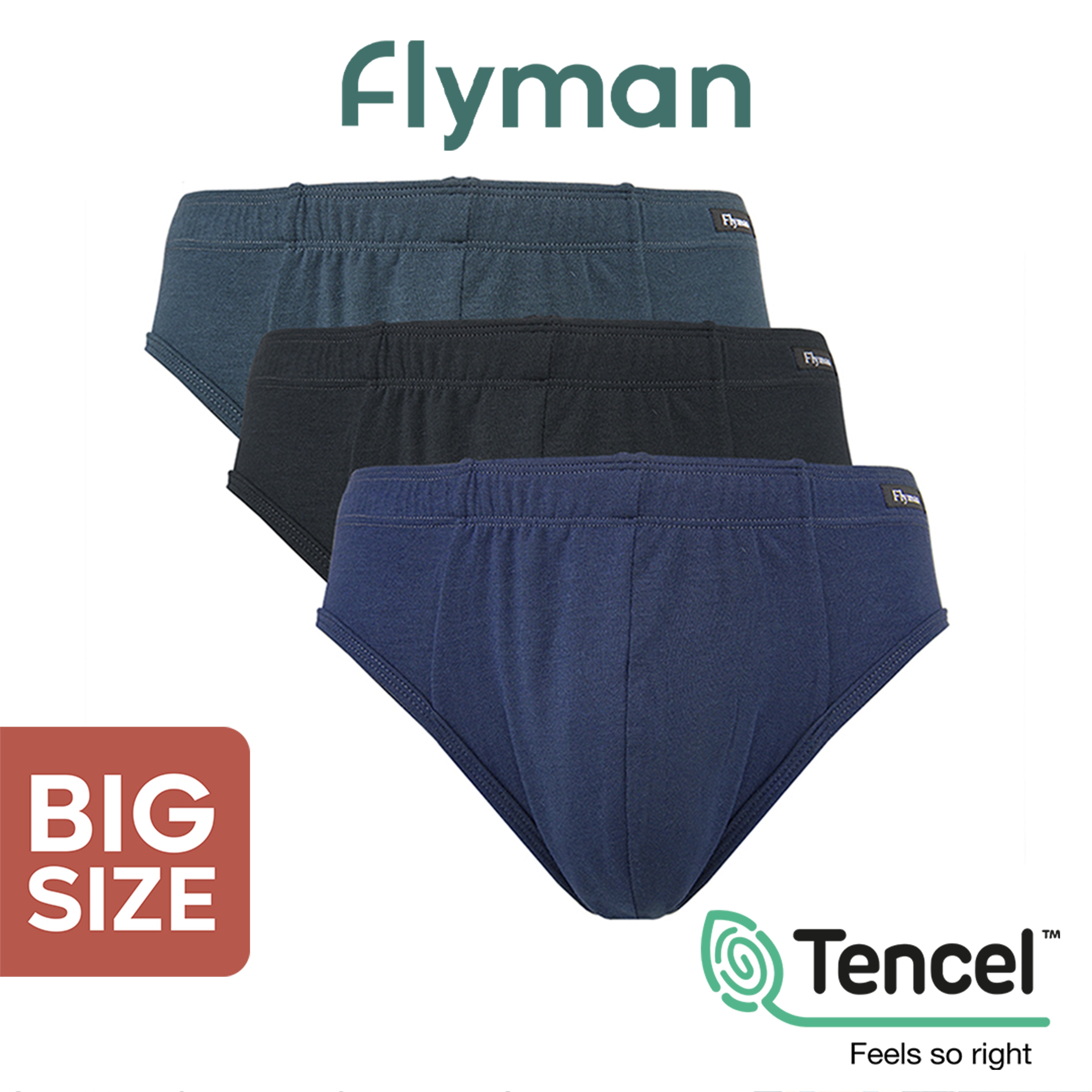 Flyman Celana Dalam Pria Brief Big Size Tencel 3 pcs FM 3344