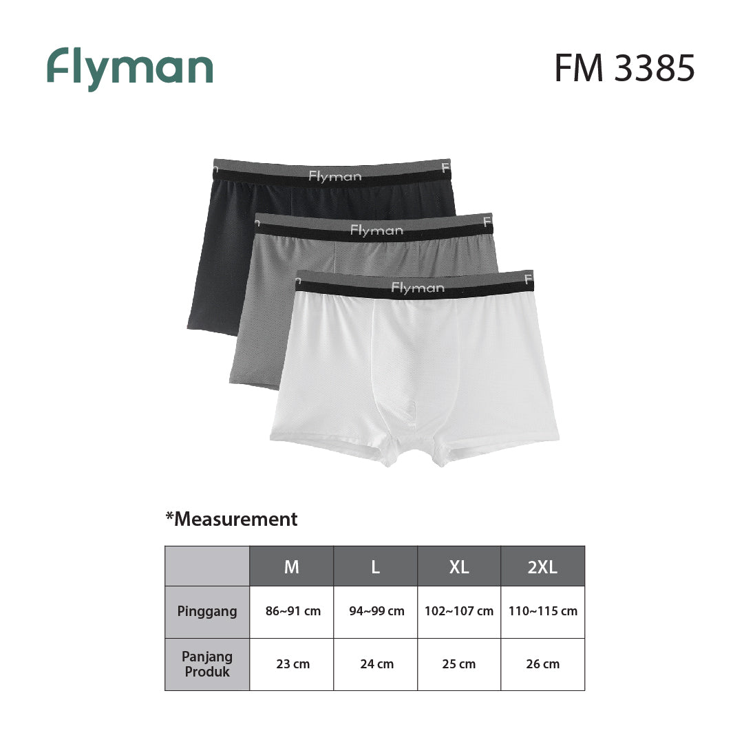 Celana Dalam Boxer Ice Silk Mesh Pria 1 Pcs FM 3385