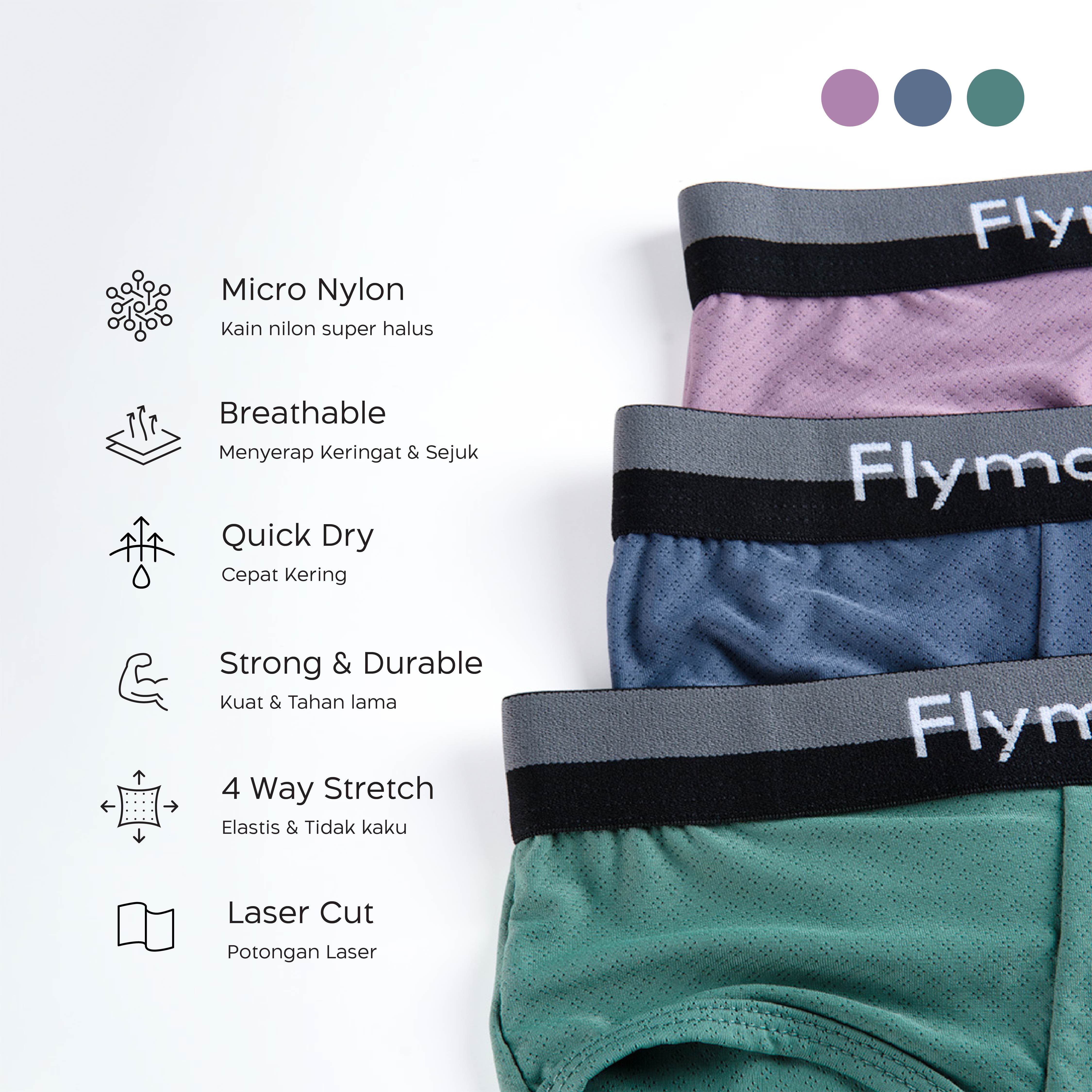 Flyman Celana Dalam Pria Briefs Micro Nylon FM 3455 1 Pcs