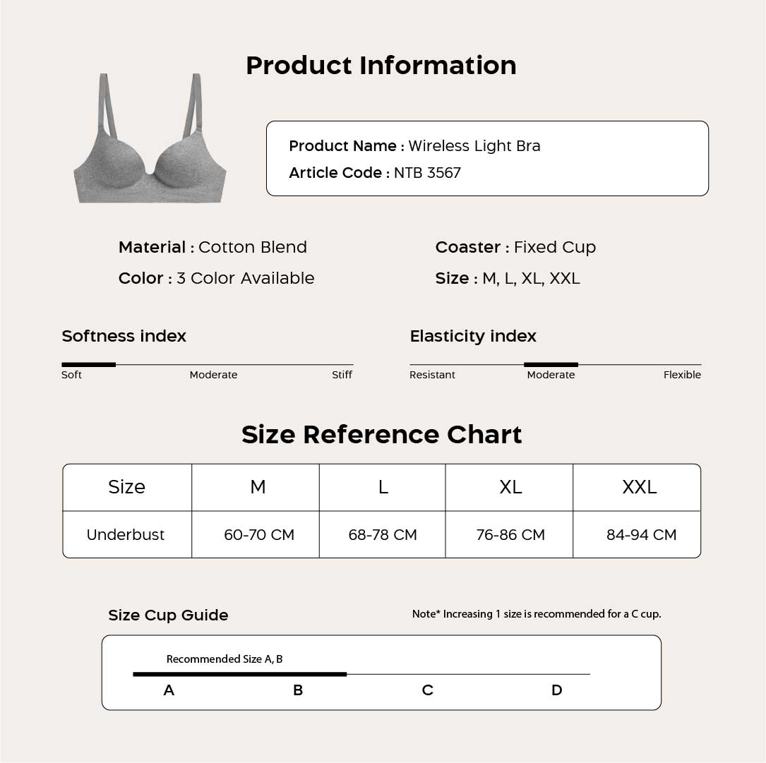 Nathalie Cotton Blend Wireless Light Bra NTB 3567