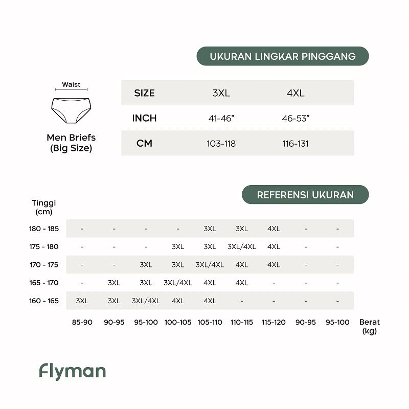 Flyman Ice Silk Big Size Briefs 1 pcs FM 3472