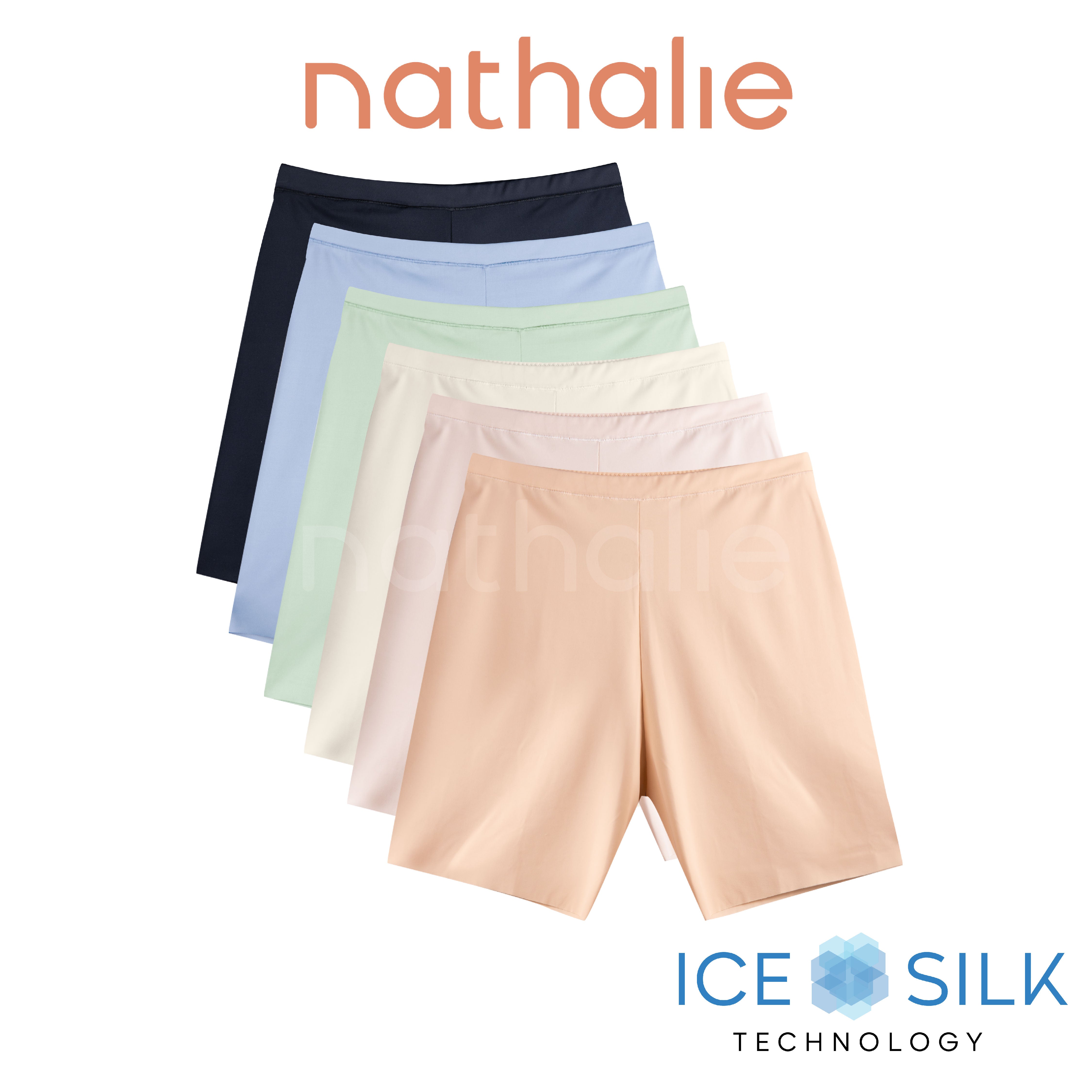 Nathalie Short Pants Wanita Ice Silk Celana Ketat Strit Cewek Nylon 1 Pcs NTC 3439