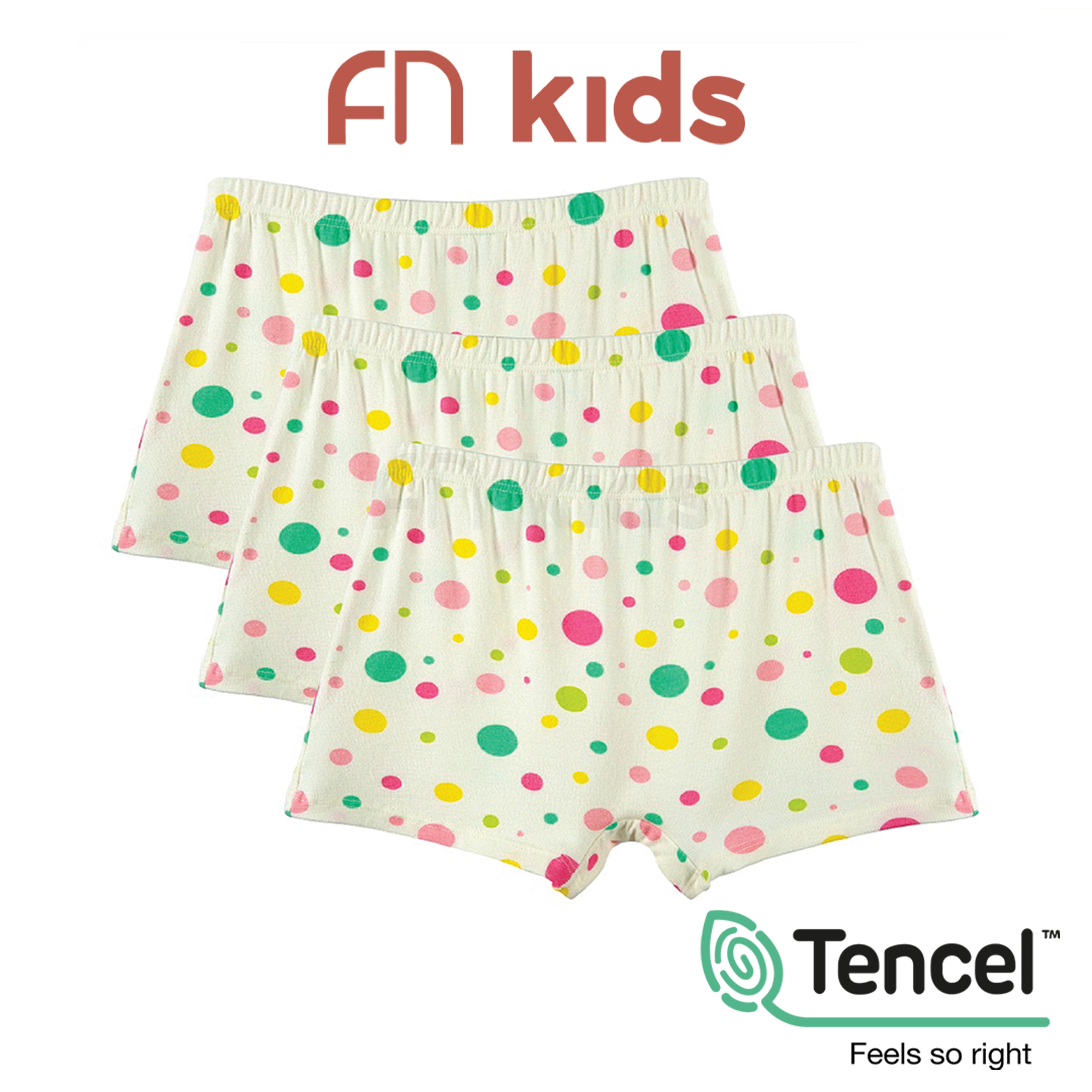 Celana Dalam Boxer Modal Print Polkadot Anak Perempuan 3 Pcs NTK 3346