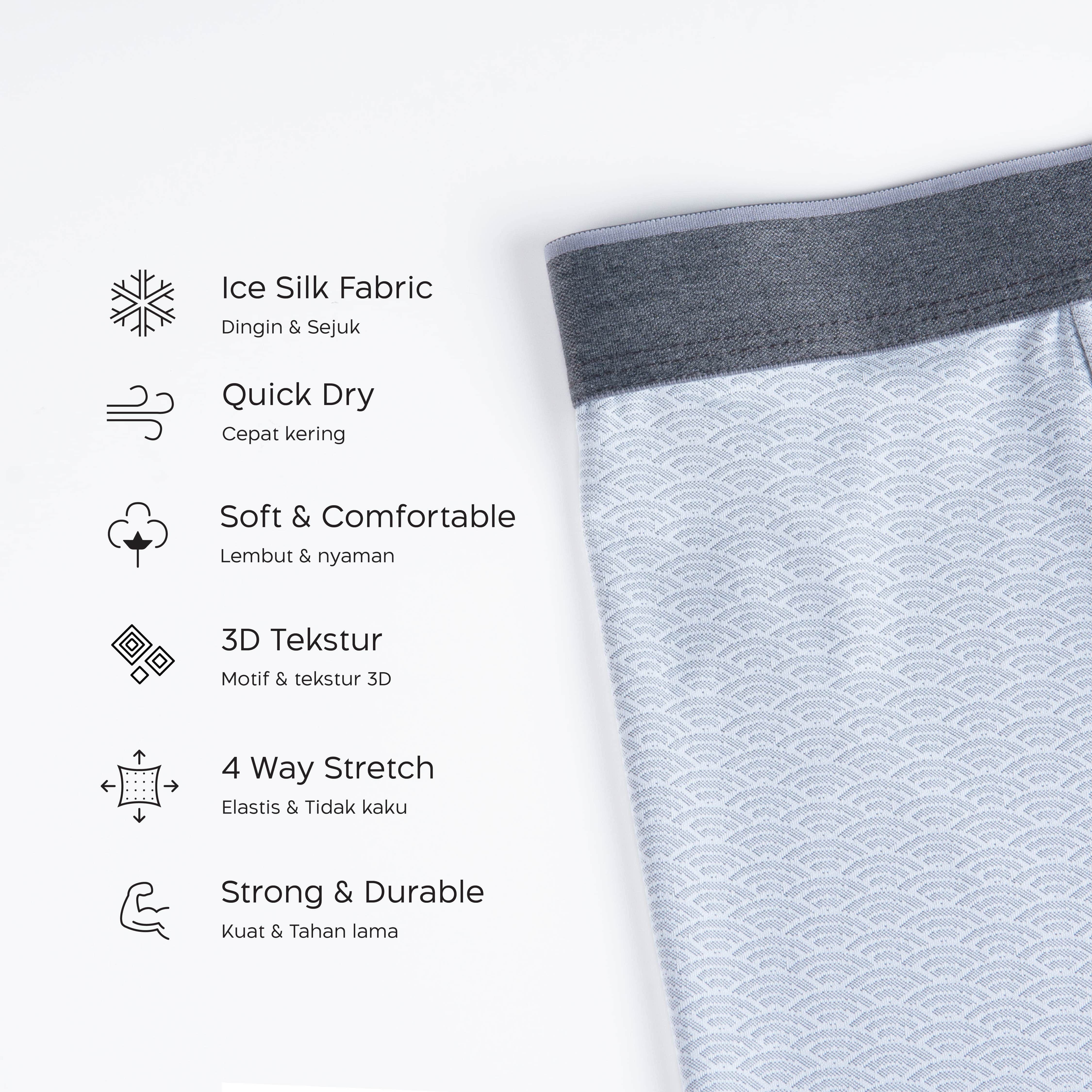 Flyman Celana Dalam Pria Boxer Ice Silk 1 pcs FM 3445