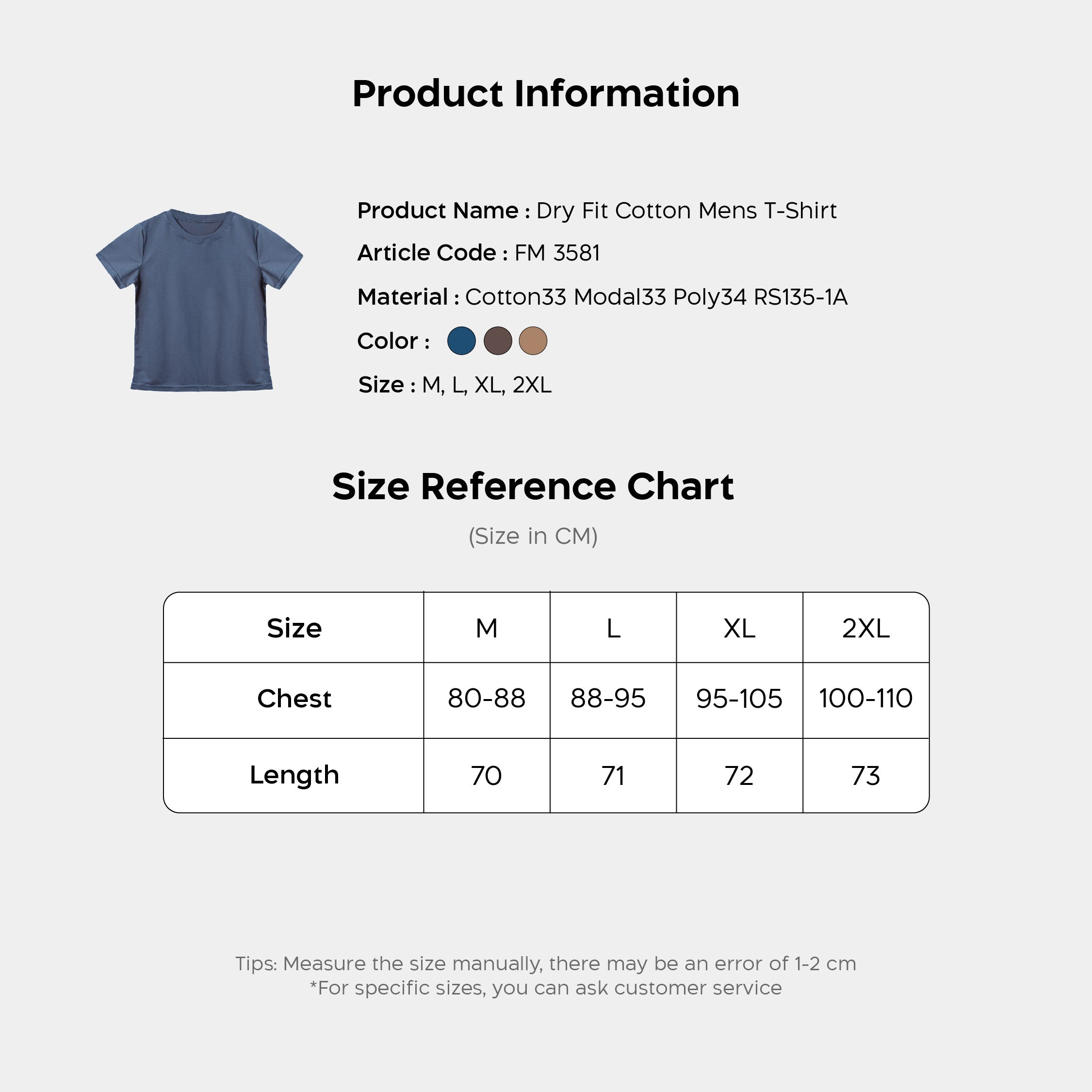 Flyman Dry fit Cotton Mens T-Shirt 1 Pcs FMA 3581