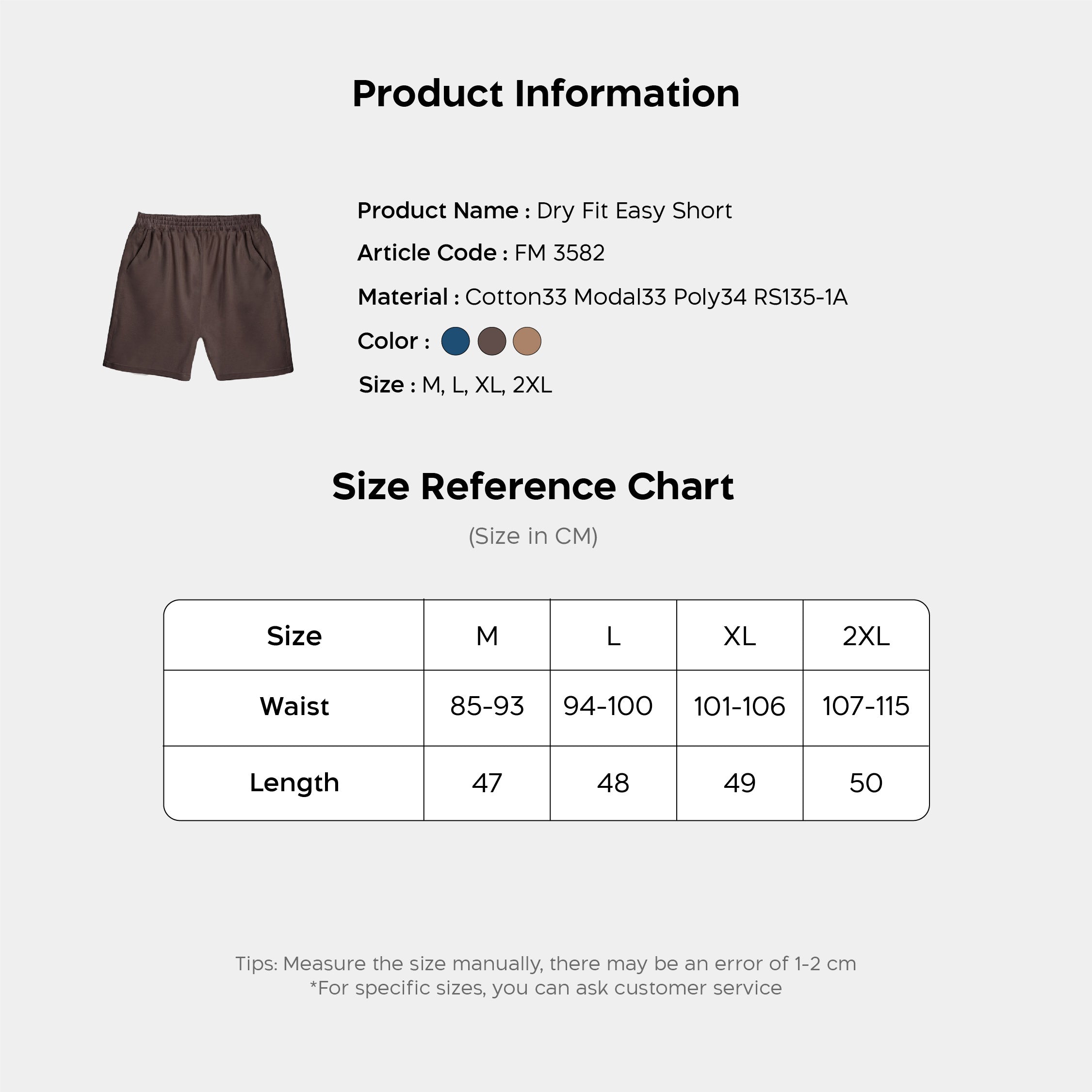 Flyman Dry Fit Easy Short Pants 1 Pcs FM 3582