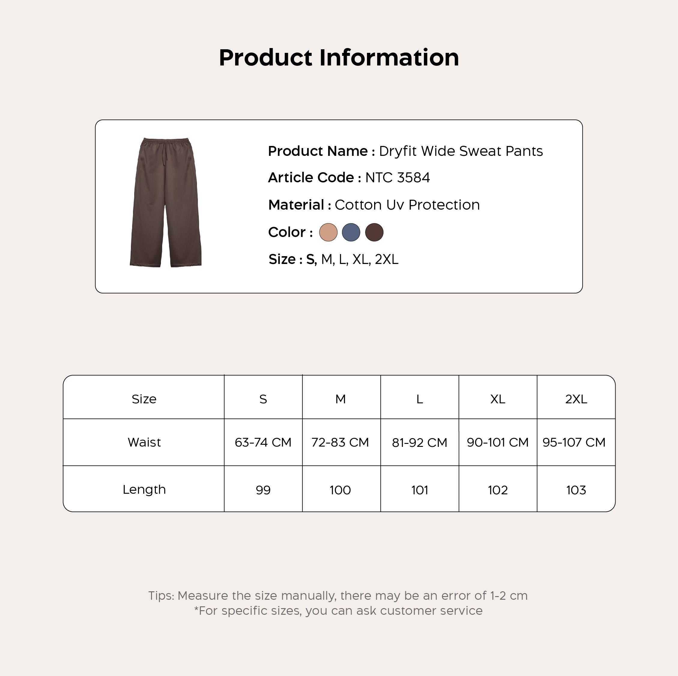 Nathalie Dry fit Wide Sweatpants 1 Pcs NTC 3584