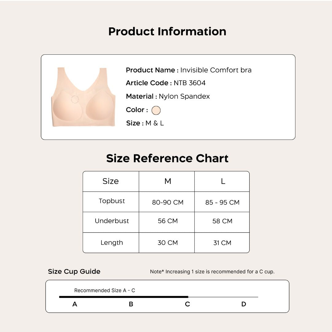 Nathalie Bra Seamless Wanita Tanpa Kawat Invisible Comfort Bra Nyaman NTB 3604