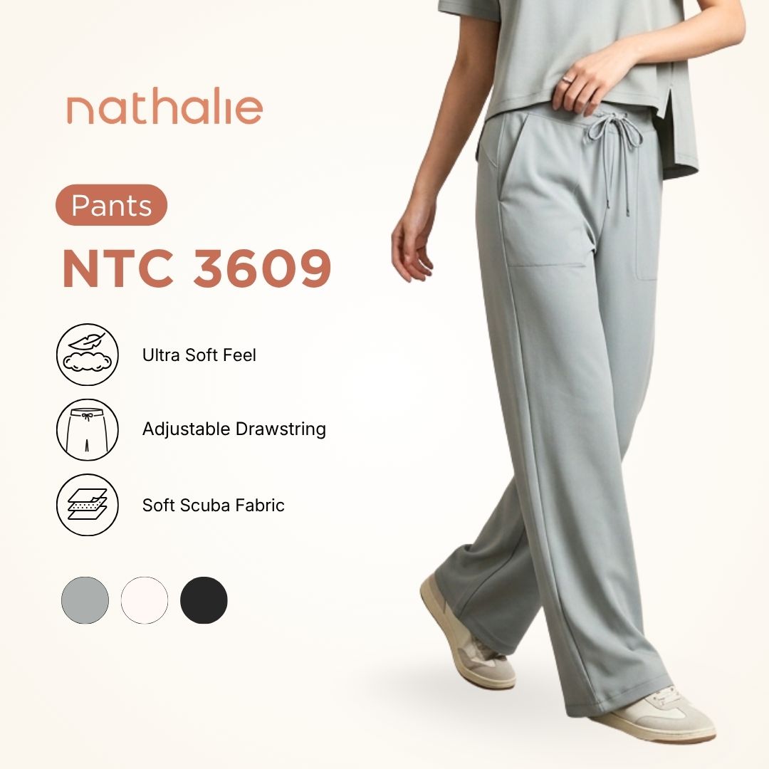 Nathalie Celana Scuba Wanita Premium Wide Leg Pants - NTC 3609