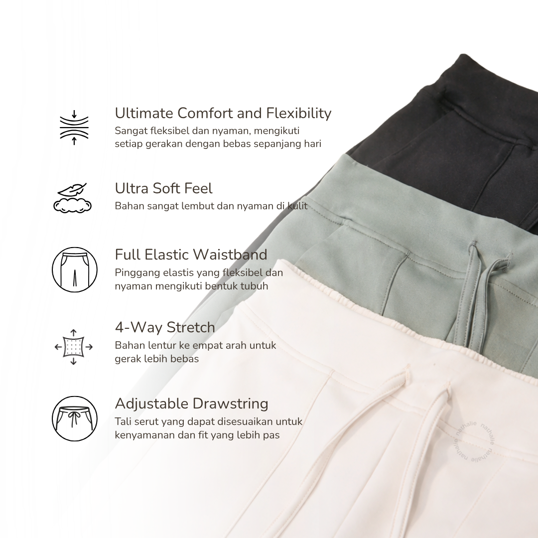 Nathalie Celana Scuba Wanita Premium Wide Leg Pants - NTC 3609