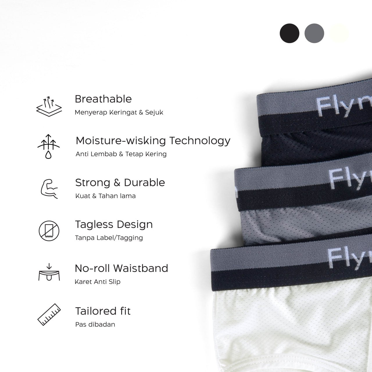 Flyman Celana Dalam Pria Brief Ice Silk 1 pcs FM 3364