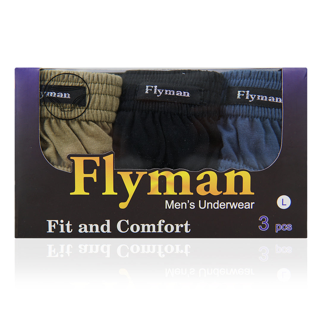 Flyman Celana Dalam Pria Brief Cotton Blend 3 pcs FM 3338