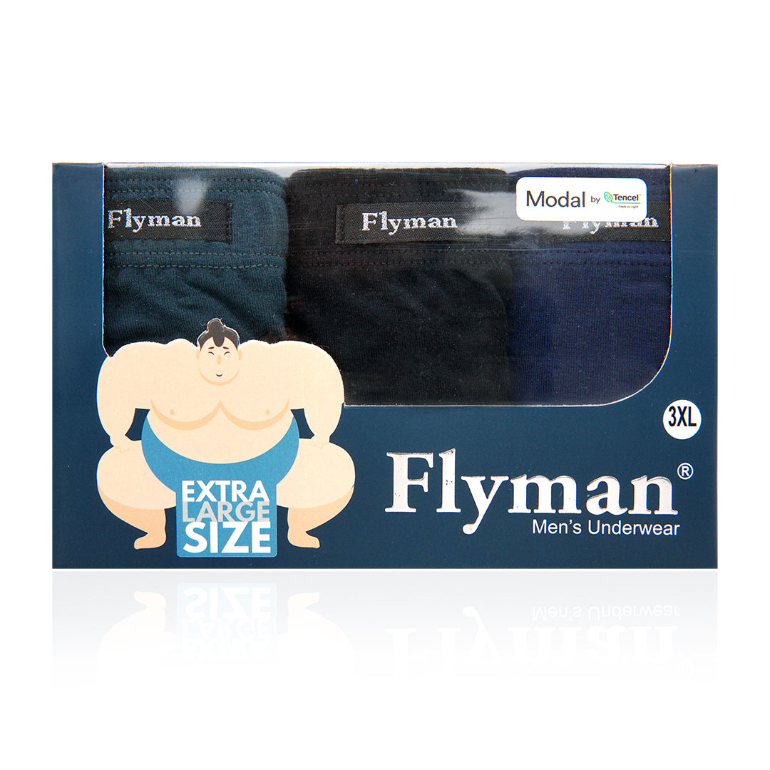 Flyman Celana Dalam Pria Brief Big Size Tencel 3 pcs FM 3344