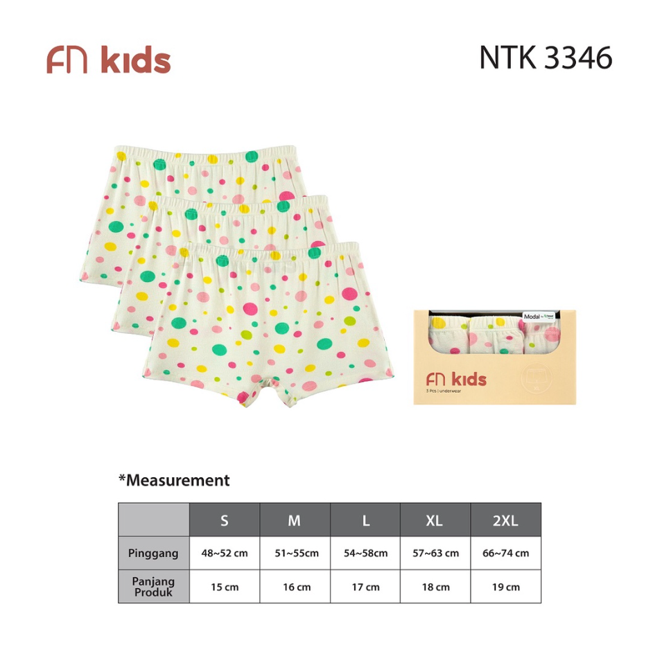 FN Kids Celana Dalam Anak Perempuan Tencel 3 pcs NTK 3346