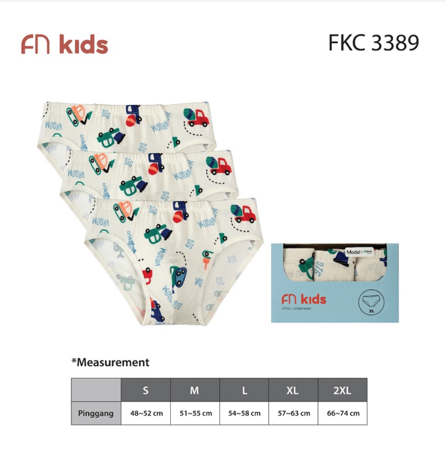 FN Kids Celana Dalam Brief Anak Laki-Laki Tencel 3 pcs FKC 3389