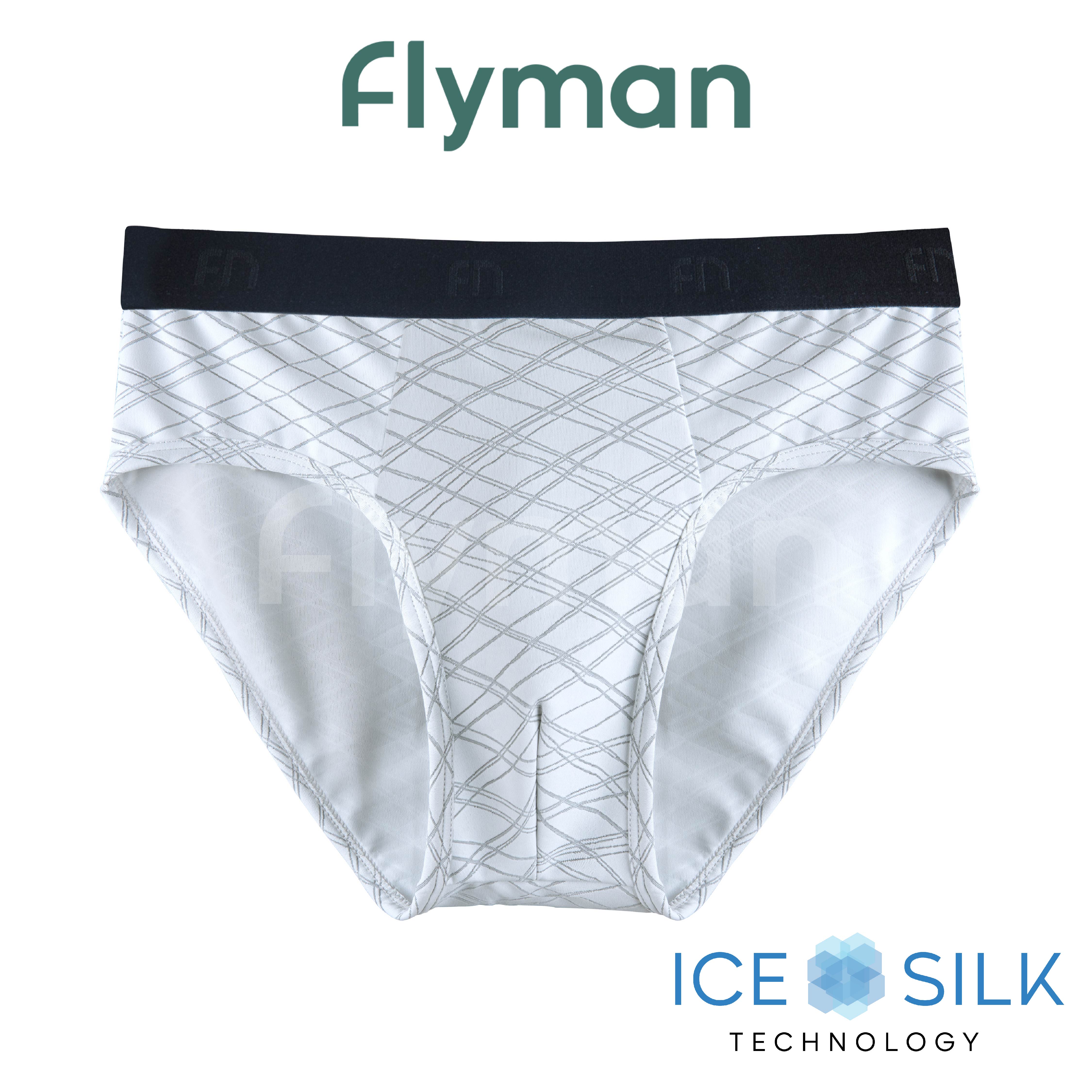 Flyman Celana Dalam Pria  Ice Silk Motif Garis CD Briefs Pria Micro Nylon 1 PCS FM 3448