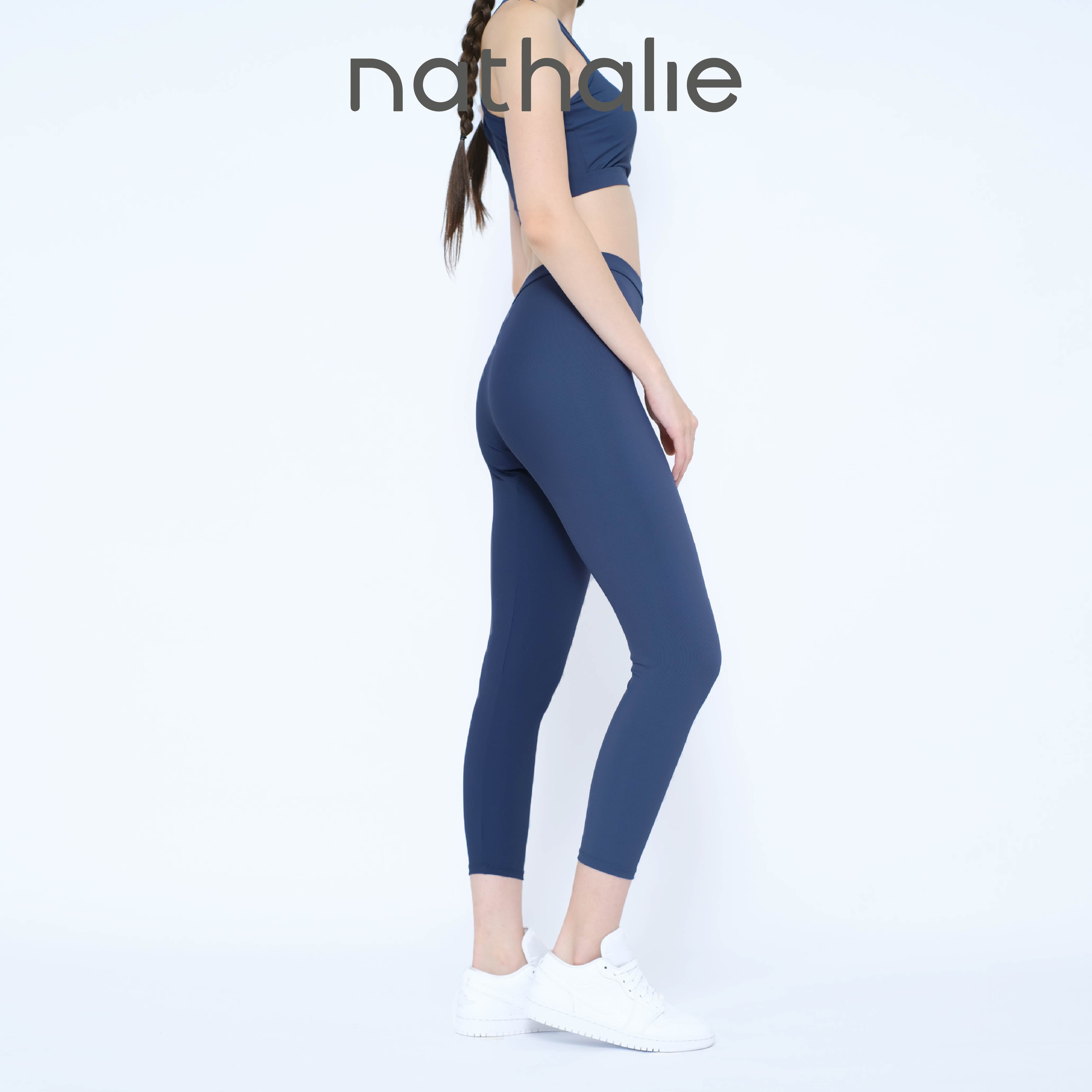 Nathalie Celana Panjang Olahraga Wanita Yoga Ice Silk Rib Legging Pants 1 Pcs NTC 3461