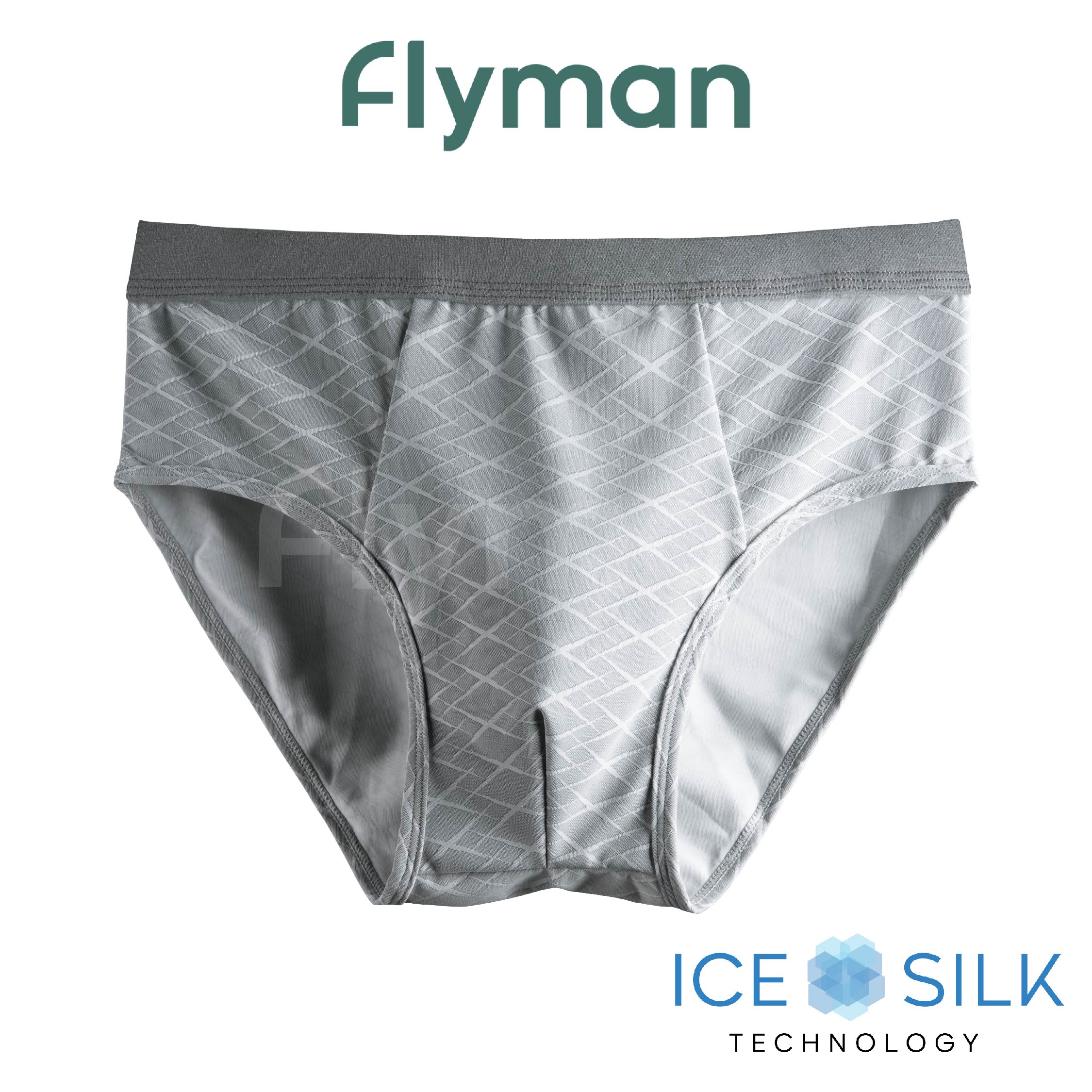 Flyman Celana Dalam Pria Ice Silk 3D Texture Clana Dalem CD Cowok Motif Garis 1 PCS FM 3450