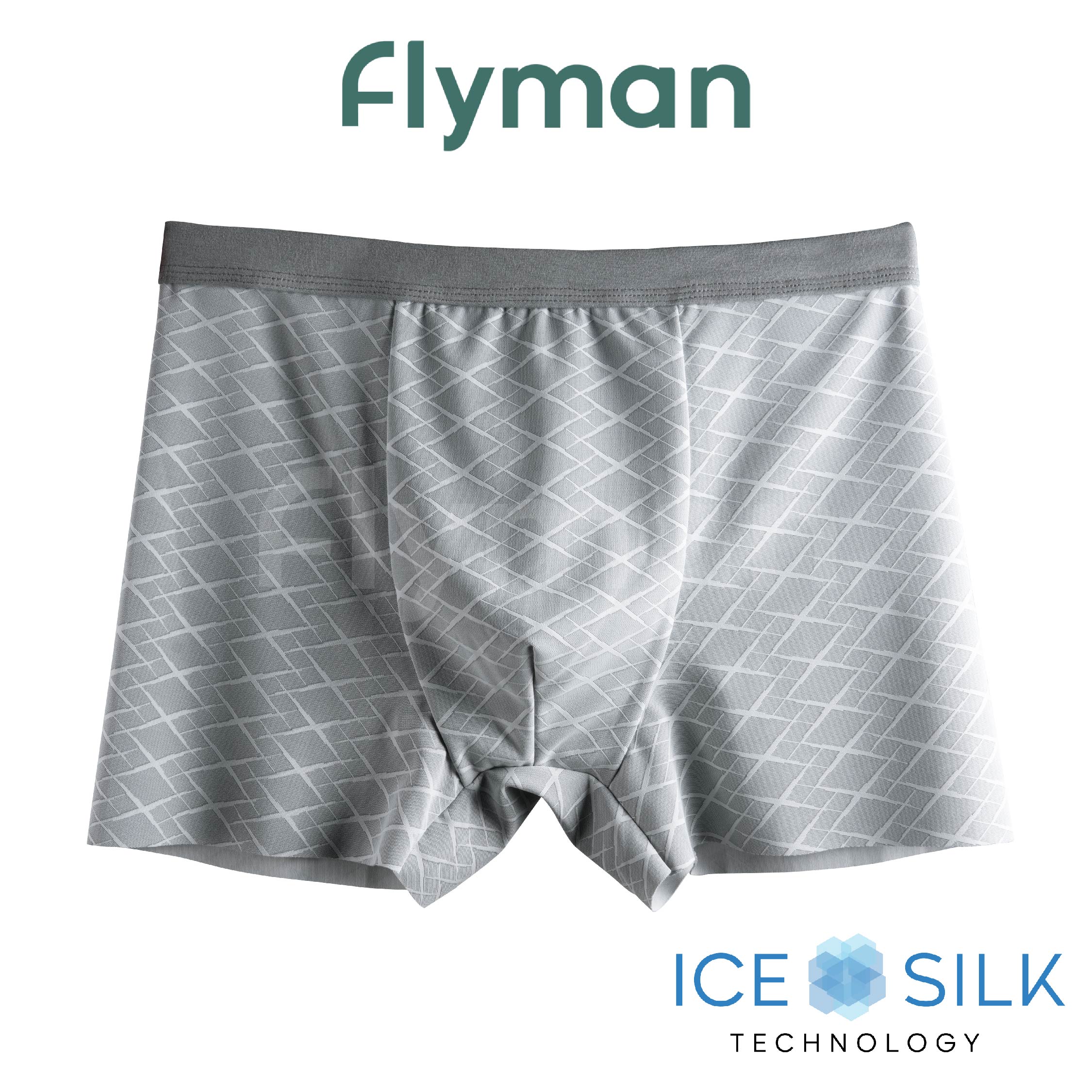 Flyman Celana Dalam Boxer Pria Ice Silk 3D Texture CD Bokser Cowok Motif Garis 1 PCS FM 3449