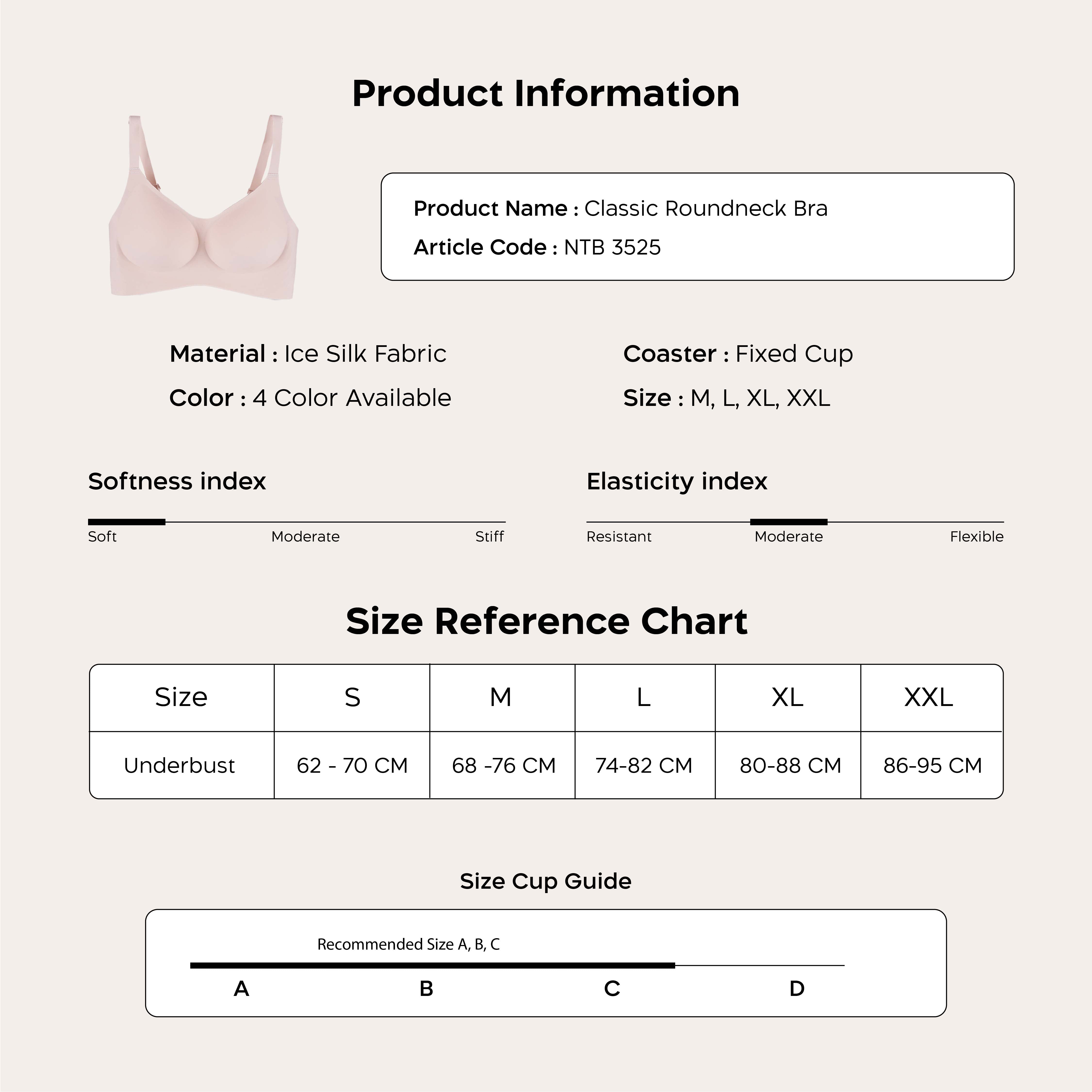 Nathalie Round Neck Seamless Bra NTB 3525