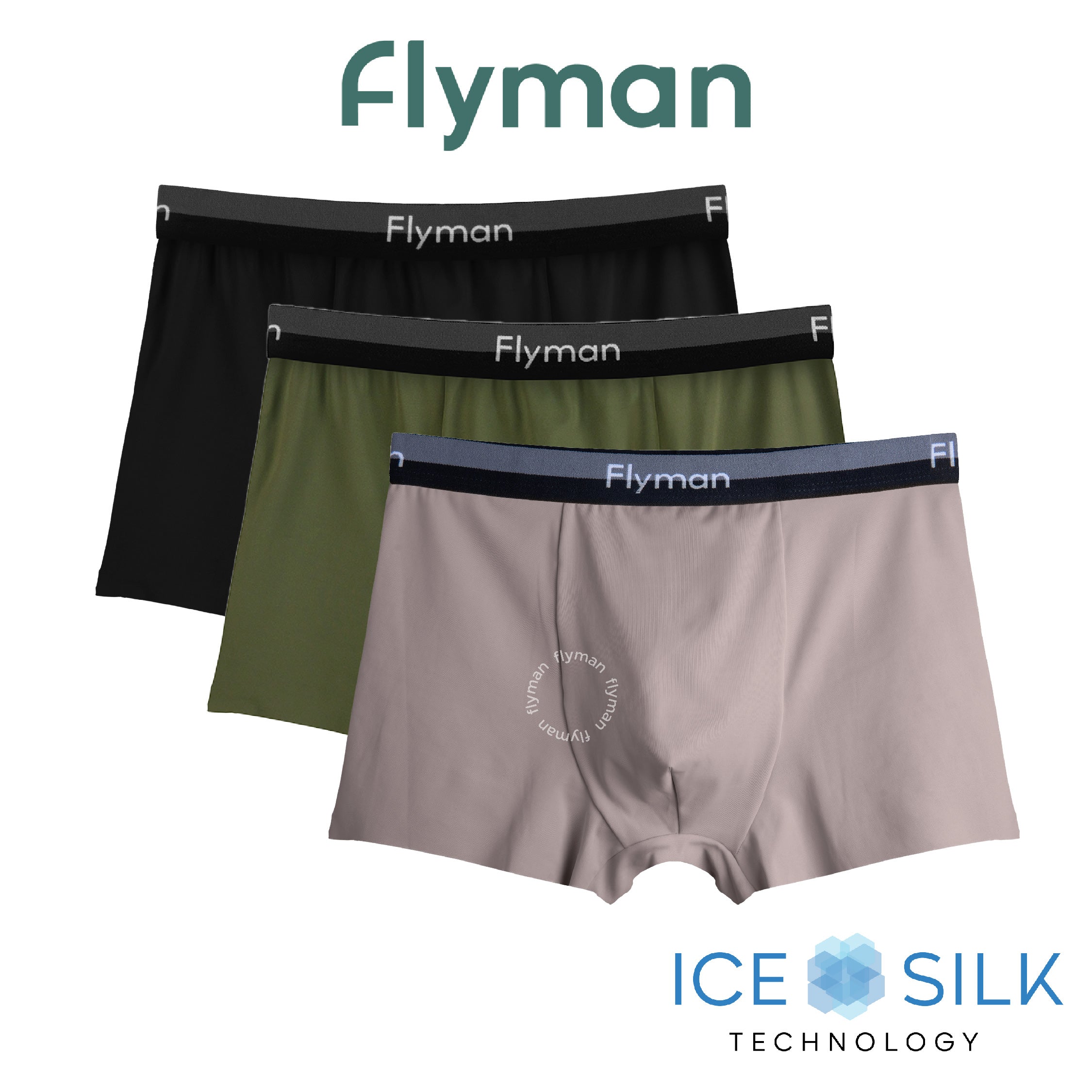 Flyman Celana Dalam Pria Boxer Ice Silk 1 pcs FM 3425