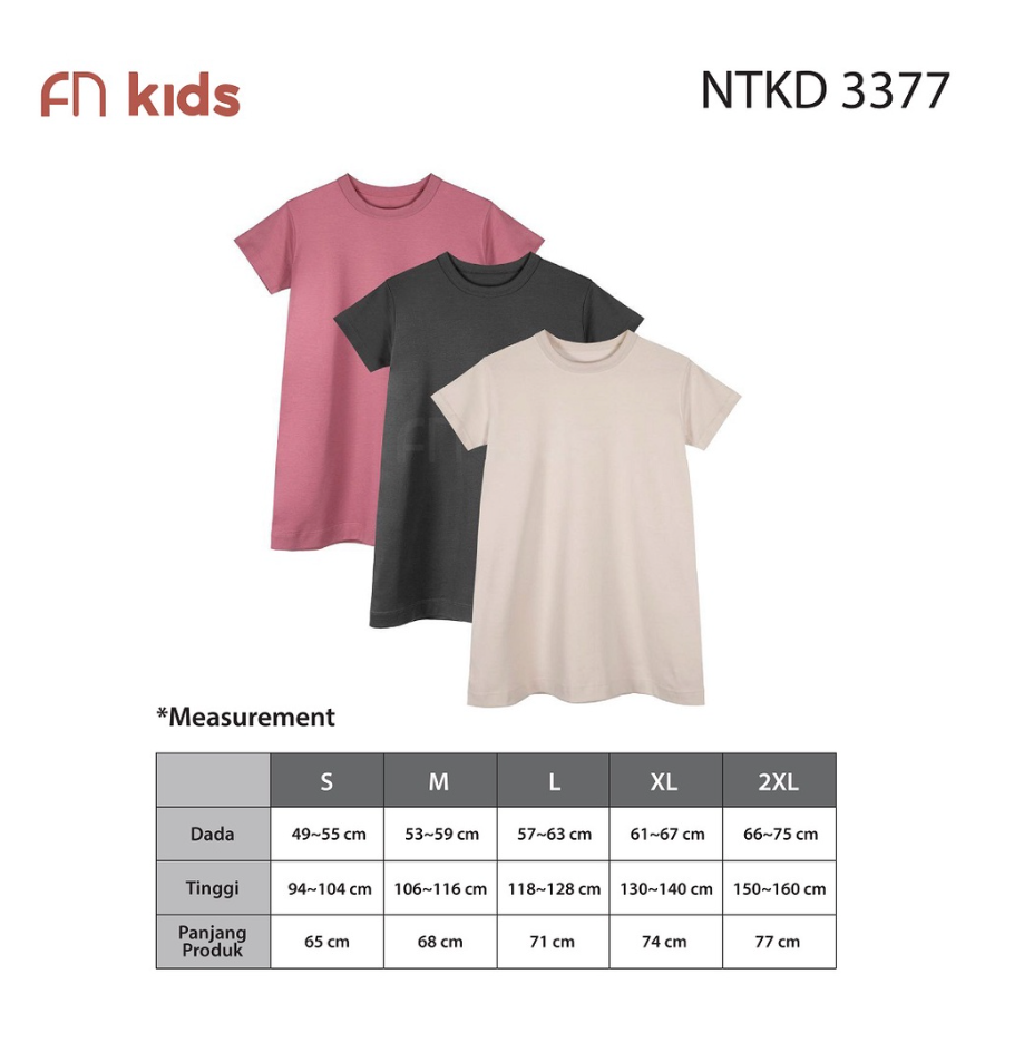 Nathalie Kids Pakaian Dress Anak Perempuan Katun Dress Mini Santai Sehari - hari 1 PCS NTKD 3377