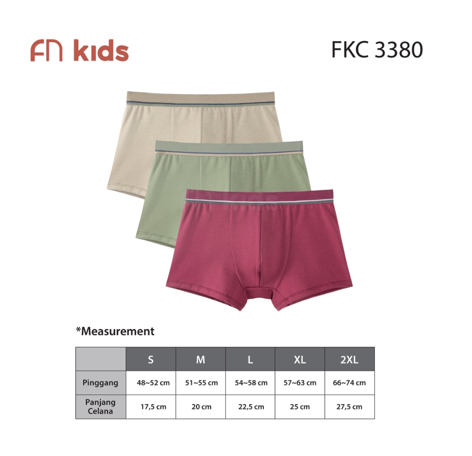 Celana Dalam Boxer Katun Anak Laki Laki 3 Pcs FKC 3380